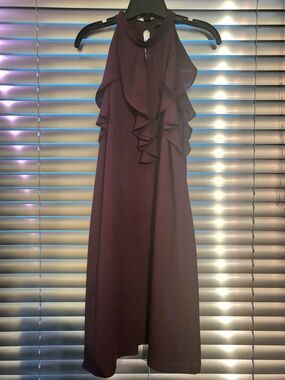 Reitmans Plum Ruffle Halter Midi Dress